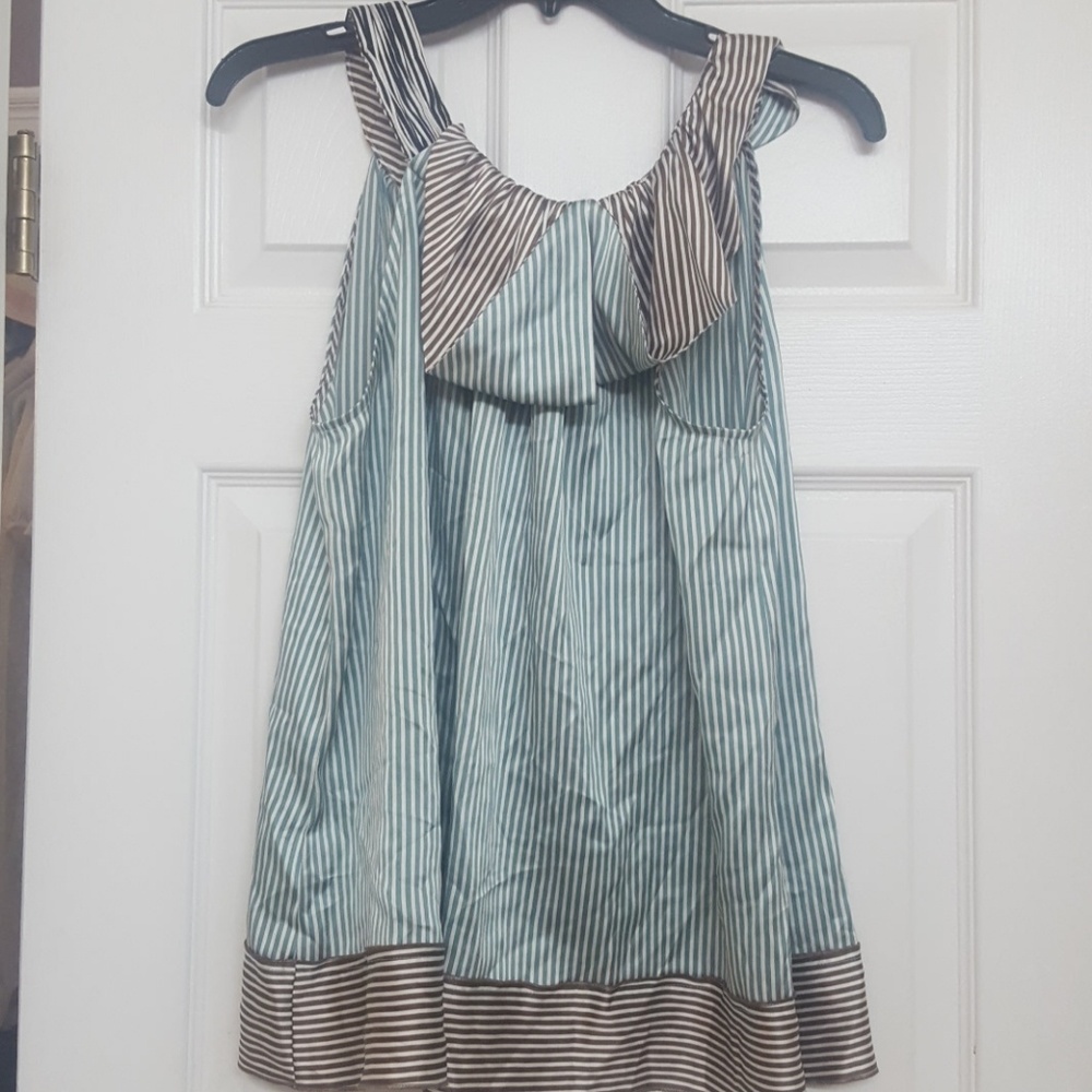 BCBGMAXAZRIA Silk Blouse Striped Tank